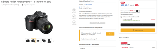 Cámara Réflex Nikon D7500 + 18-140mm VR SD2 por 829,88€