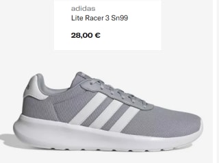 Zapatillas para Hombre adidas Lite Racer 3 Sn99 por 28€