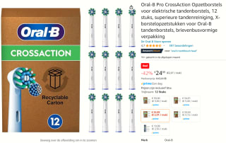 Oral-B Pro CrossAction Opzetborstels 12 stuks voor €24,89 bij Amazon