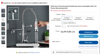Grifo de cocina monomando con manguera flexible por 34.39€