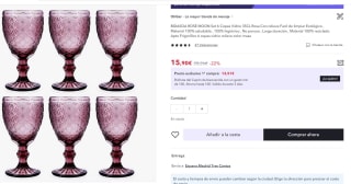 Set 6 Copas Vidrio 35cl marca Bidasoa Rose Moon por 9,59€