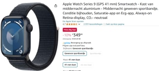 Apple Watch Series 9 - 41mm - Midnight Aluminium Case voor €349 met Amazon prime
