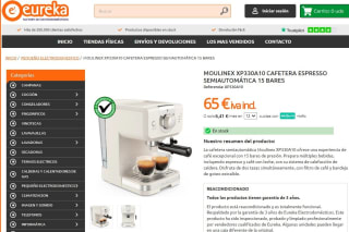 Moulinex Opio Soleil XP330A10 Cafetera 15 Bares Blanca por 65€