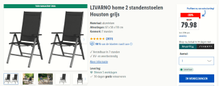 LIVARNO home 2 standenstoelen voor €79,98 in de Lidl webshop