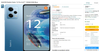 Xiaomi Redmi Note 12 Pro 128/8GB por 268.44€