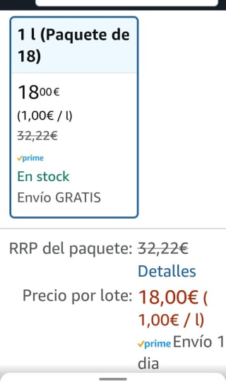 Pack de 3×6 Litros de Santal Bebida de Almendras por 18€.