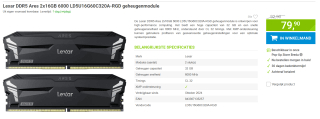 Lexar 32 GB DDR5-6000 (2x 16 GB) Kit werkgeheugen voor €79,99 bij Megekko