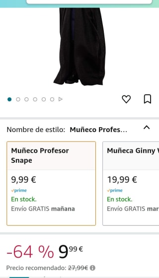 Harry Potter Muñeco Profesor Snape por 9,99€.