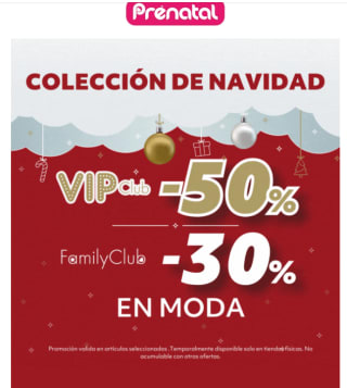 Descuento en moda de 50% dto los VP y 30% dto a Famyli club (solo en tiendas fisicas)