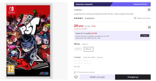 Juego Nintendo Switch Persona 5 - Tactica por 29.69€ (Cuenta Nueva 19.69€)