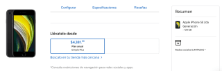 iPhone SE 2da Gen 128GB por $4,381 en AT&T