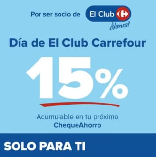 24 de Abril Descuento 15% Día del club Carrefour