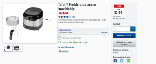 Tefal Freidora de acero inoxidable por 32,99€