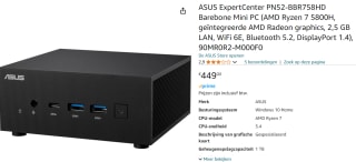ASUS ExpertCenter PN52-BBR758HD Barebone Mini PC voor €449 bij Amazon