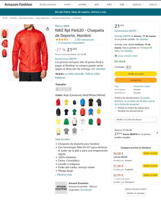 Chaqueta Nike Hombre por solo 21,20€