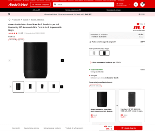 Altavoz inalámbrico SONOS MOVE 2 por solo 339,15€