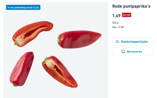 500 Gram Rode puntpaprika's voor €1,49 bij de Aldi