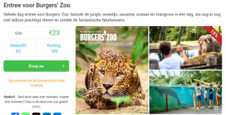 Entree tickets voor Burgers' Zoo voor €23,- via Social deal