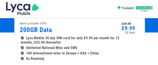 Score sim only 5G 200GB data with unlimited mins/texts from Lyca Mobile for £9.99