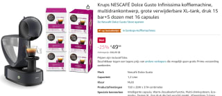 NESCAFÉ Dolce Gusto Infinissima met 5 dozen met 16 capsules voor €49,98 bij Amazon