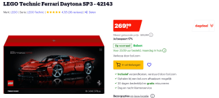 Lego Ferrari Daytona SP3 voor €269,99 bij Bol.com