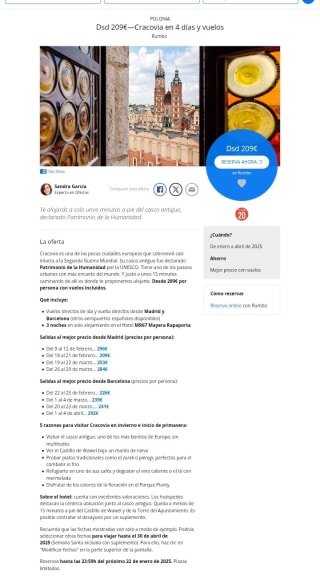 Cracovia 4 días y Vuelos desde 225€.