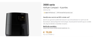 Philips Airfryer Essential Series - HD9252/90 - 4 liter (L) voor €79,99 in de Philips Store
