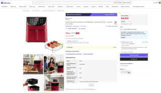 Freidora de Aire Cosori Premium Chef Edition 5,5L 1700W por solo 65€