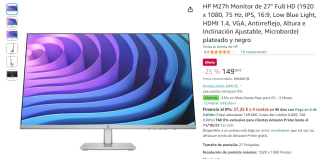 Monitor HP M27h 27" LED IPS FullHD 75Hz por 149€