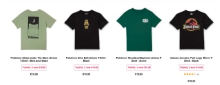 2 merchandise t-shirts voor €19,99 bij Zavvi