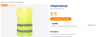 Veiligheidshesje voor €1,19 bij de Action