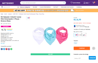 Kit de Babador Infantil da Candy Kids com 3 unidades - R$ 26,99