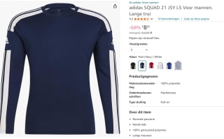 Adidas Squadra 21 Voetbalshirt voor €8,95 bij Amazon