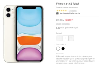 iPhone 11 64GB Telcel por $6,479 en Suburbia con HSBC