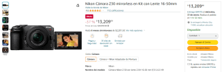 Kit Cámara Nikon Z30 Lente 16-50mm por $13,209 en Amazon