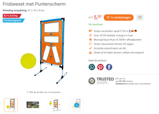 Frisbeeset met Puntenscherm voor €5 bij Lobbes