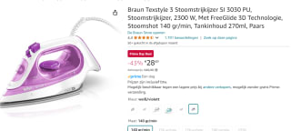 Braun stoomstrijkijzer SI3030PU voor €25,41 met Amazon Prime