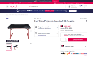 Escritorio Pegasum Arcadia RGB Rosado por $69.990