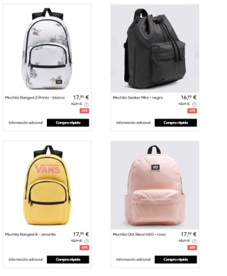 Recopilacion de Bolsos y Mochilas Vans desde 10.99€ en Privalia