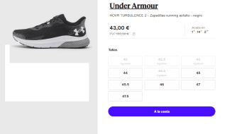 Zapatillas de Hombre Under Armour HOVR TURBULENCE 2 por 43€