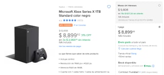 Microsoft Xbox Series X 1TB Standard por $8,900 en Mercado Libre