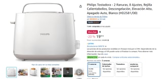 Philips Tostadora 2 Ranuras, 8 Ajustes, Rejilla Calientabollos por 19,99€