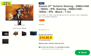Xiaomi Mi 2K Gaming Monitor 27" voor €214,90 bij Proshop