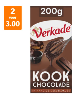 Alle Verkade Chocolade €3 voor 2 stuks, ook de Kookchocolade bij AH