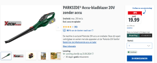PARKSIDE® Accu-bladblazer 20V zonder accu voor €19,99 in de Lidl webshop