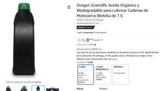 Aceite Orgánico y Biodegradable para Lubricar Cadenas de Motosierra marca Oregon Scientific 1l por 8,54€ 1l. por 8,54€
