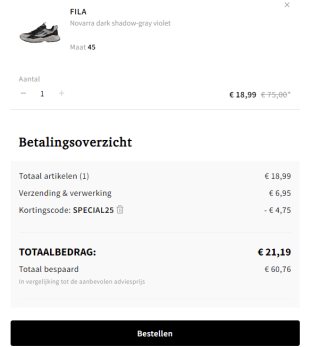 Fila Novarra heren sneaker maat 45 voor €14,24 bij Otrium