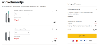 1+1 gratis op alle mascara bij HEMA