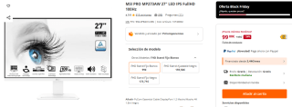 Monitor MSI PRO MP273AW 27" LED IPS FullHD 100Hz por 94€