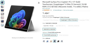 Microsoft Surface Pro 11 SD X Elite 512GB voor €1484,22 bij Amazon